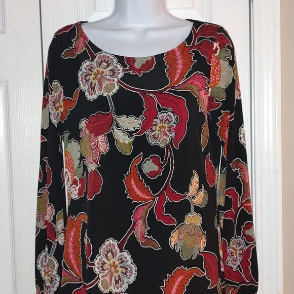 Chetta B black floral print dress  Sz  S - Picture 3 of 5